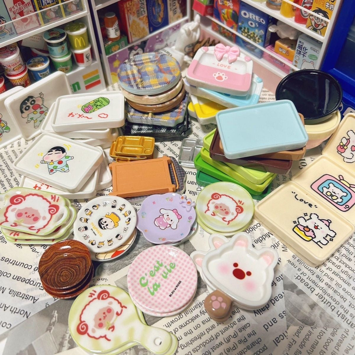 Simulation miniature food tray tableware scene ornaments DIY handmade materials