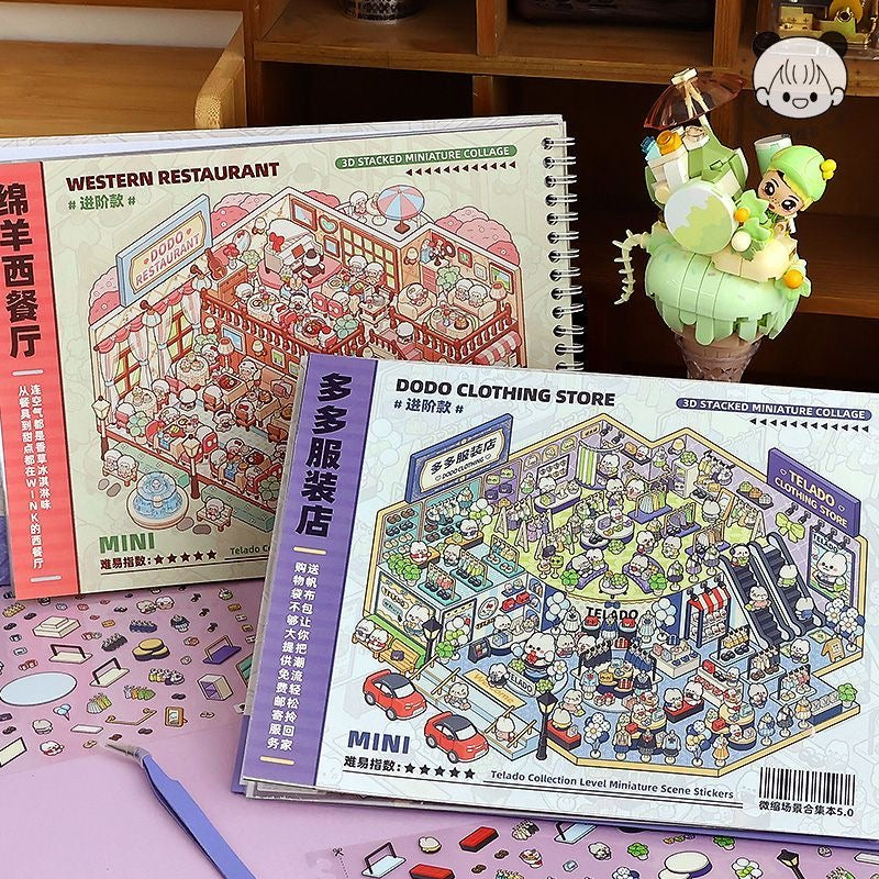 3d scene sticker collection available in two styles
