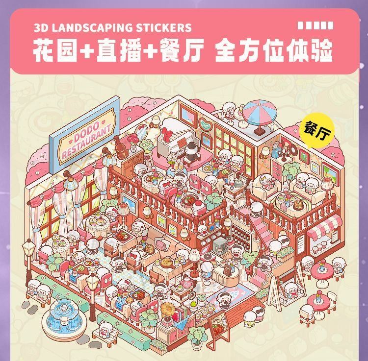 3d scene sticker collection available in two styles
