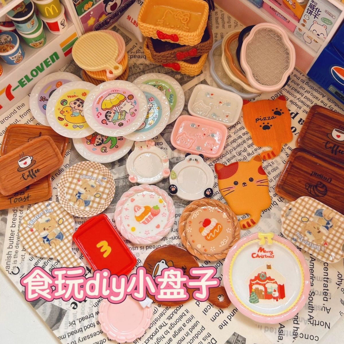 Simulation miniature food tray tableware scene ornaments DIY handmade materials